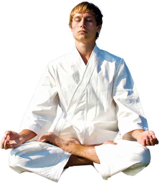 Martial Arts Lessons for Adults in hohokus NJ - Young Man Thinking and Meditating in White